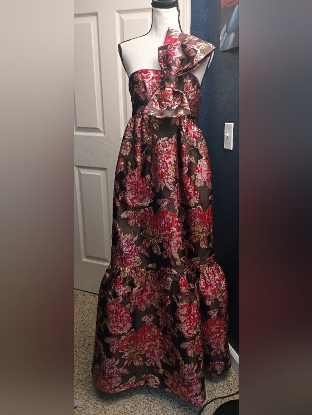 Petal & Pup Black Maxi Dress with Red Floral Print - Picture 5 of 11